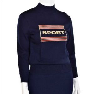 St. John Sport Santana Knit Mock Neck Sweater - navy